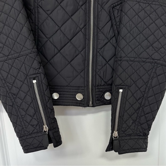 Etcetera Designer Womens Black Quilted Moto Jacket Size 6 Biker Coat Zippers - Picture 4 of 4